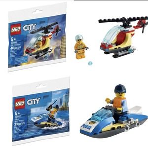 NEW SEALED LEGO City 30566 Fire Helicopter & 30567 Police Water Scooter RETIRED